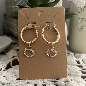*3 for $20* Silver/Gold/Pink Hello Kitty Rhinestone Dangle Hoops